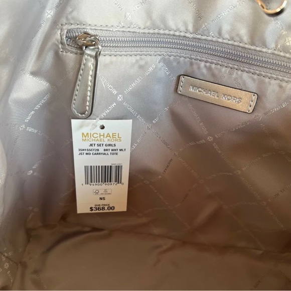 Michael Kors Jet Set Girl Medium Carryall Shoulder Tote Bag MK Bright White - Picture 5 of 7